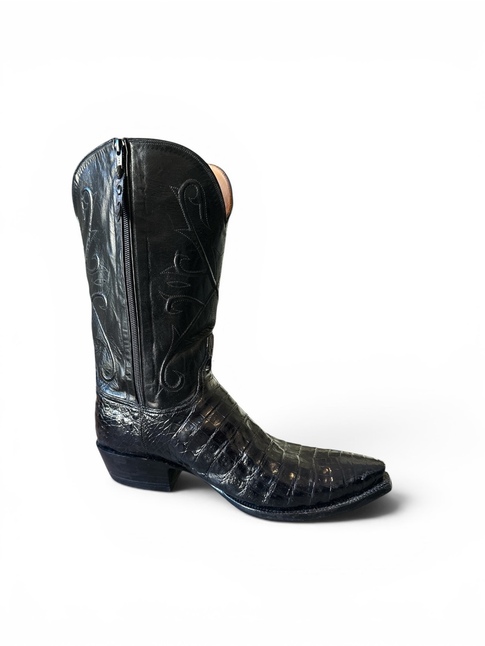 Lucchese Classics Custom Caiman Zip Cowboy Boots Men’s 11D Black w Box Bags - Picture 2 of 15